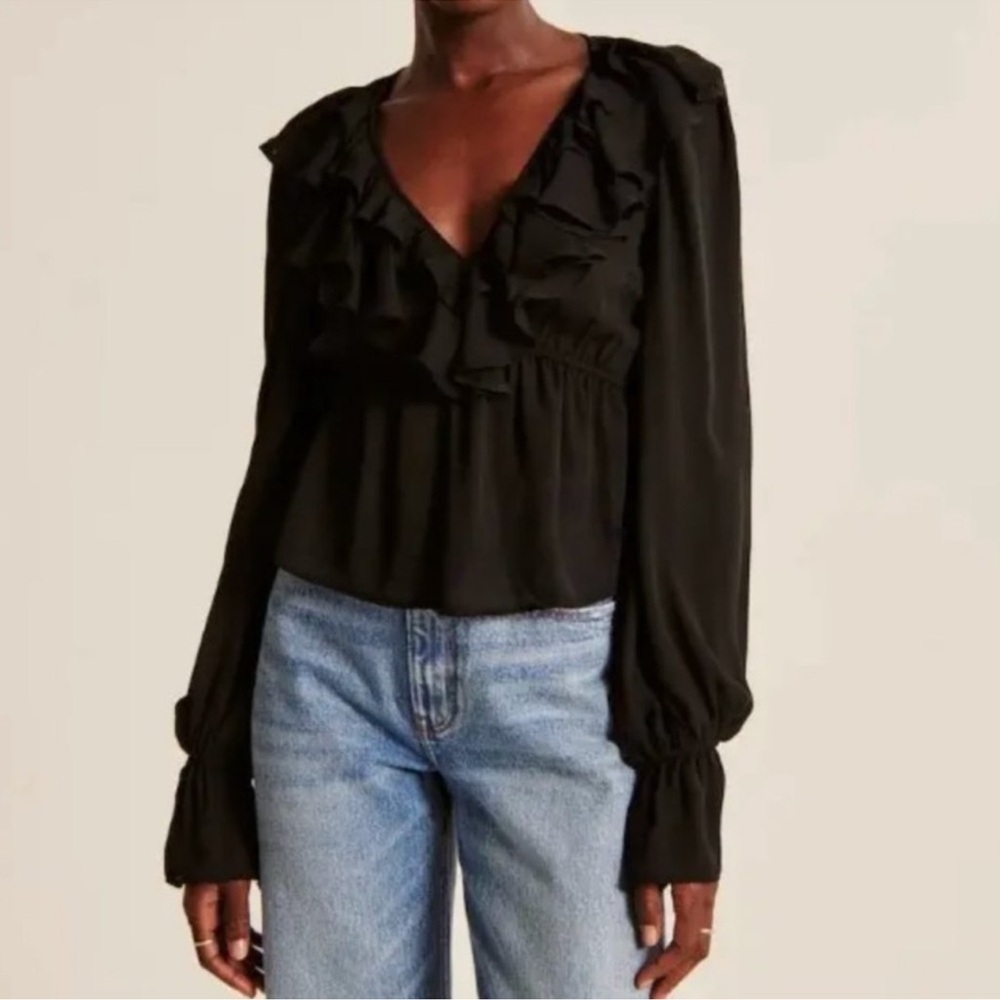 Abercrombie Black Ruffle Blouse